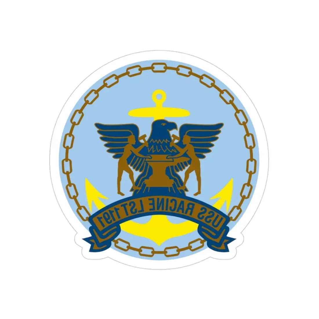 USS Racine LPT 1191 (U.S. Navy) REVERSE PRINT Transparent Die-Cut STICKER 3 Inch Die-Cut Transparent - The Sticker Space