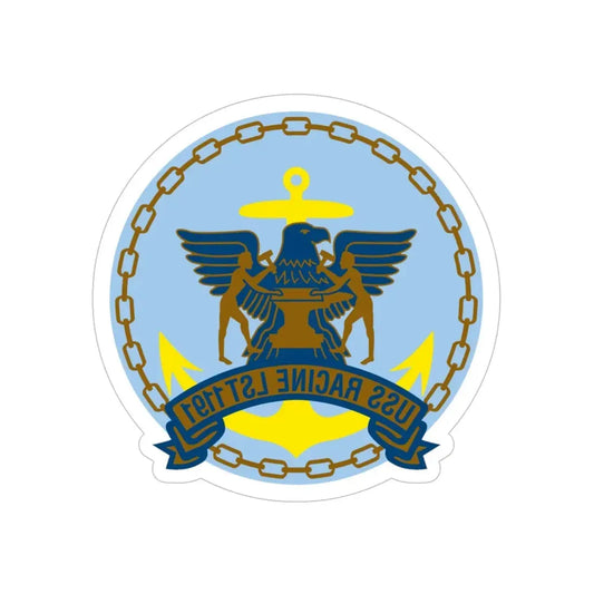 USS Racine LPT 1191 (U.S. Navy) REVERSE PRINT Transparent Die-Cut STICKER 6 Inch Die-Cut Transparent - The Sticker Space