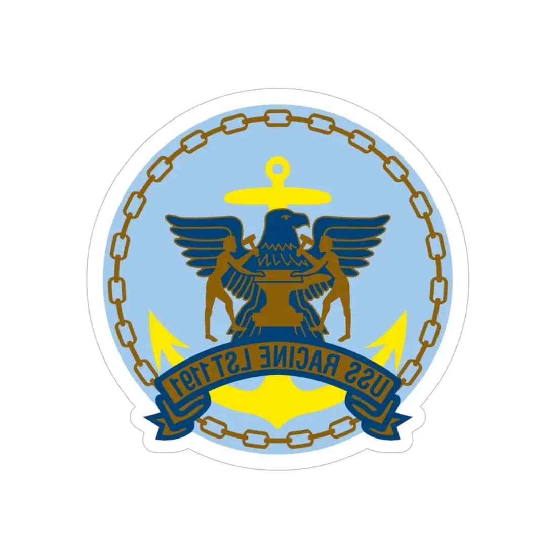 USS Racine LPT 1191 (U.S. Navy) REVERSE PRINT Transparent Die-Cut STICKER - The Sticker Space
