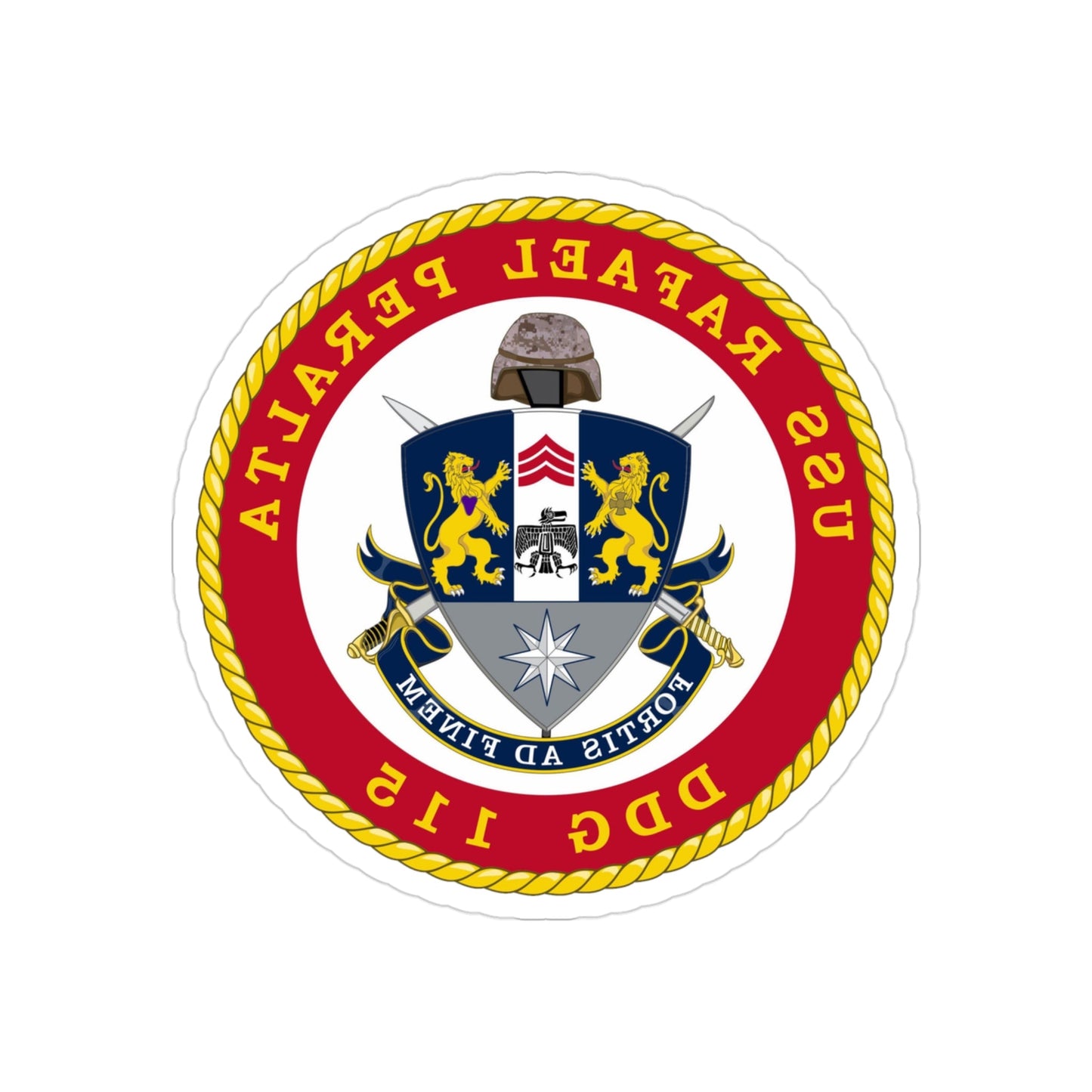 USS Rafael Peralta DDG 115 (U.S. Navy) REVERSE PRINT Transparent STICKER-3" × 3"-The Sticker Space