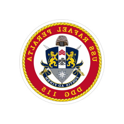 USS Rafael Peralta DDG 115 (U.S. Navy) REVERSE PRINT Transparent STICKER-3" × 3"-The Sticker Space