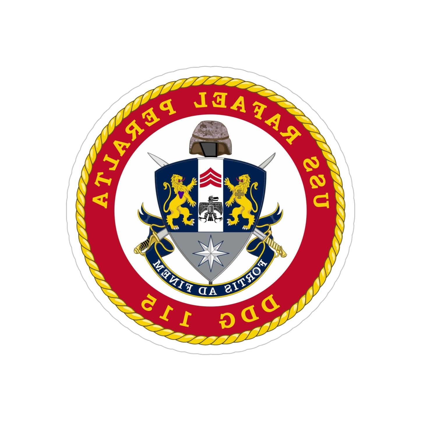 USS Rafael Peralta DDG 115 (U.S. Navy) REVERSE PRINT Transparent STICKER-5" × 5"-The Sticker Space