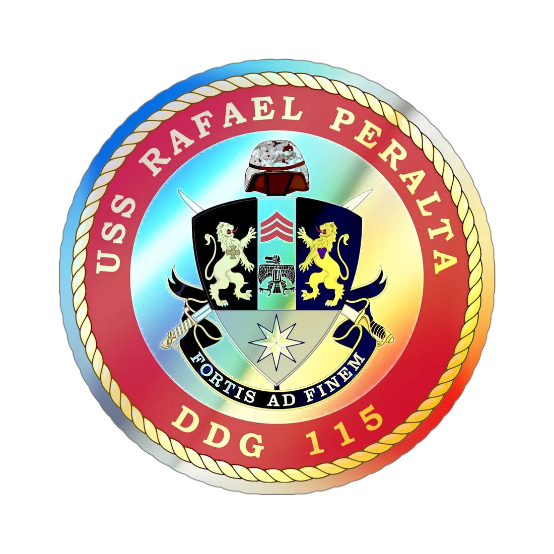 USS Rafael Peralta DDG 115 (U.S. Navy) Holographic STICKER Die-Cut Vinyl Decal 4 Inch Holographic - The Sticker Space