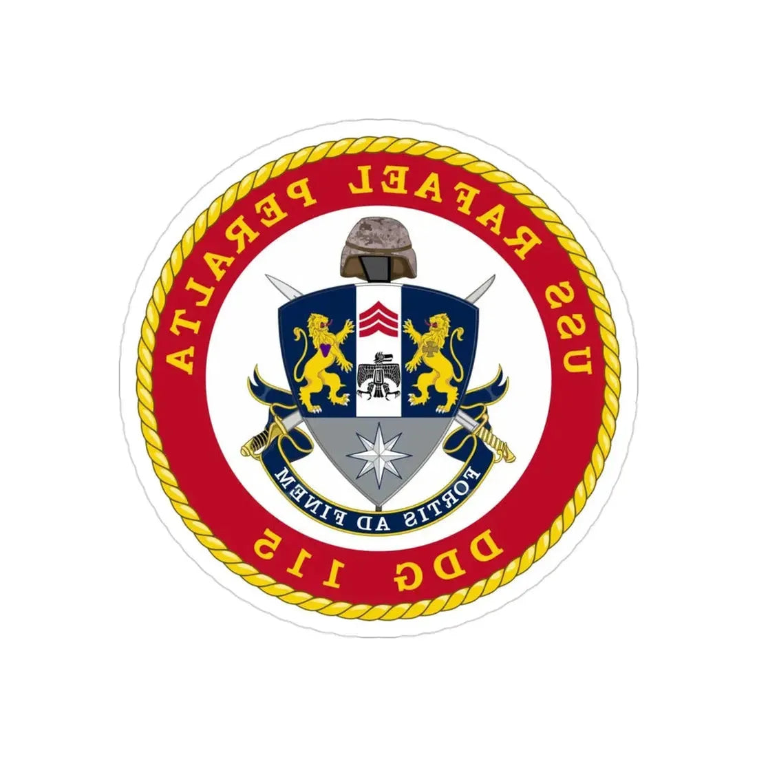 USS Rafael Peralta DDG 115 (U.S. Navy) REVERSE PRINT Transparent Die-Cut STICKER 3 Inch Die-Cut Transparent - The Sticker Space