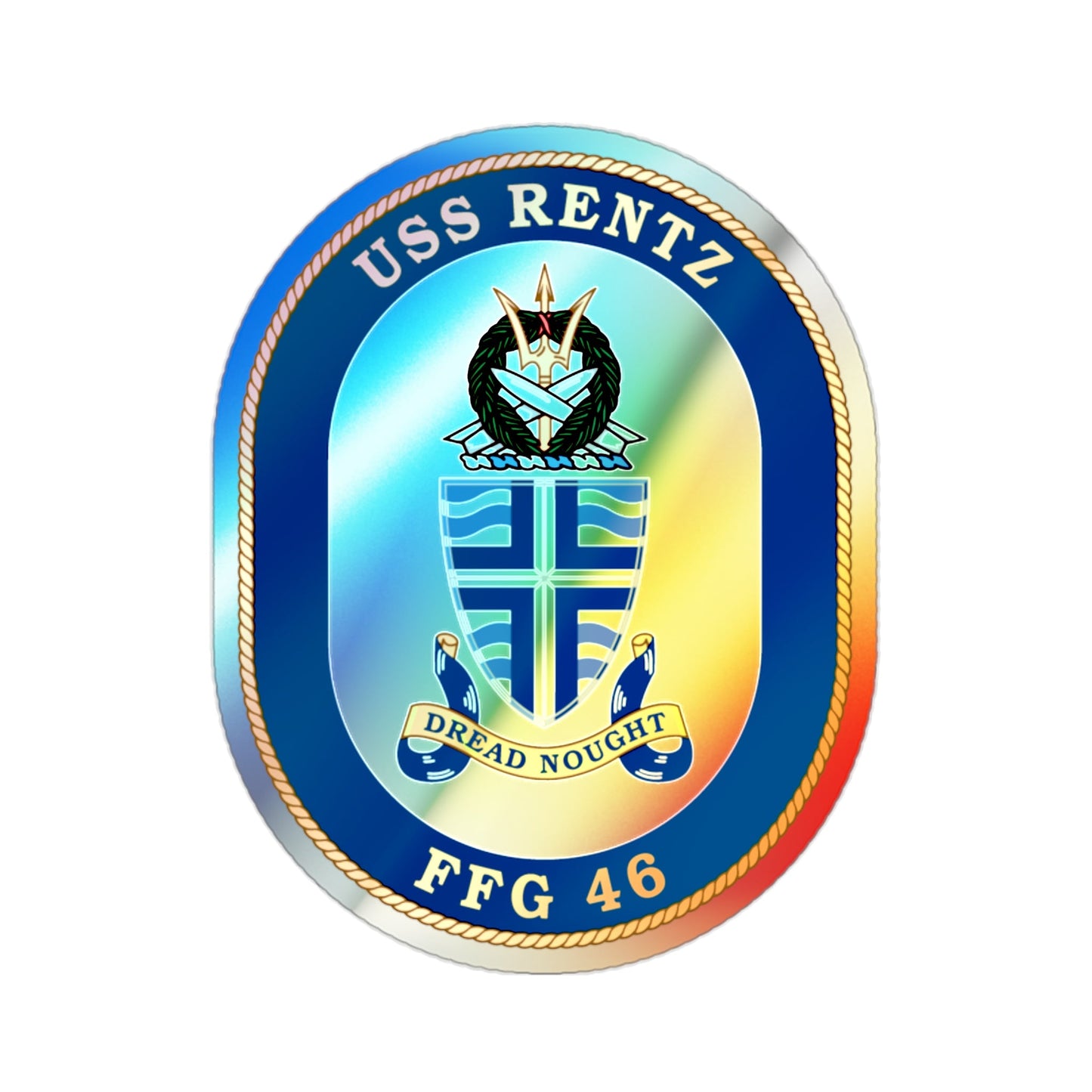 USS Rentz FFG 46 (U.S. Navy) Holographic STICKER Die-Cut Vinyl Decal-2 Inch-The Sticker Space