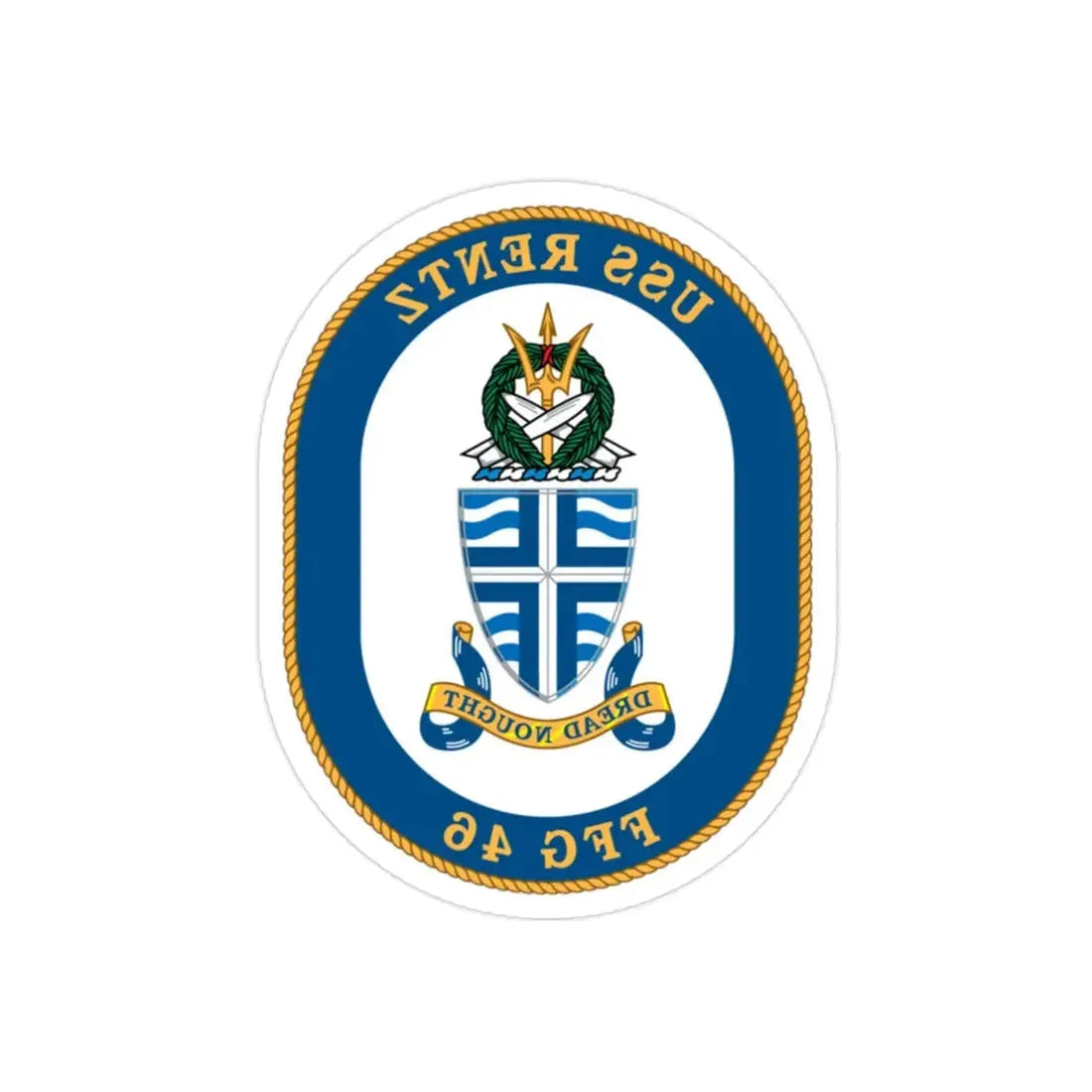 USS Rentz FFG 46 (U.S. Navy) REVERSE PRINT Transparent Die-Cut STICKER 2 Inch Die-Cut Transparent - The Sticker Space