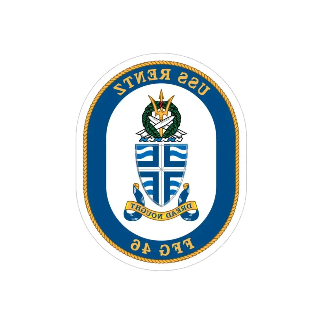 USS Rentz FFG 46 (U.S. Navy) REVERSE PRINT Transparent Die-Cut STICKER 3 Inch Die-Cut Transparent - The Sticker Space