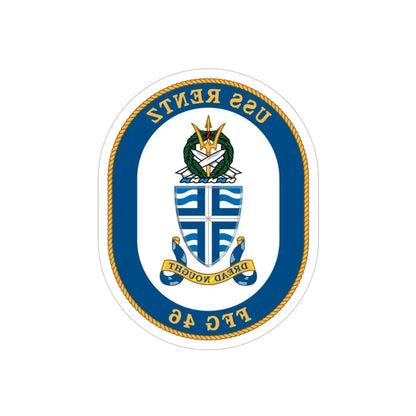 USS Rentz FFG 46 (U.S. Navy) REVERSE PRINT Transparent Die-Cut STICKER 3 Inch Die-Cut Transparent - The Sticker Space