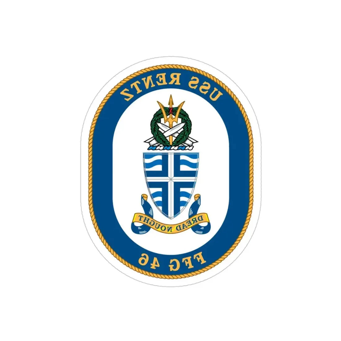 USS Rentz FFG 46 (U.S. Navy) REVERSE PRINT Transparent Die-Cut STICKER 4 Inch Die-Cut Transparent - The Sticker Space