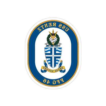 USS Rentz FFG 46 (U.S. Navy) REVERSE PRINT Transparent Die-Cut STICKER 4 Inch Die-Cut Transparent - The Sticker Space