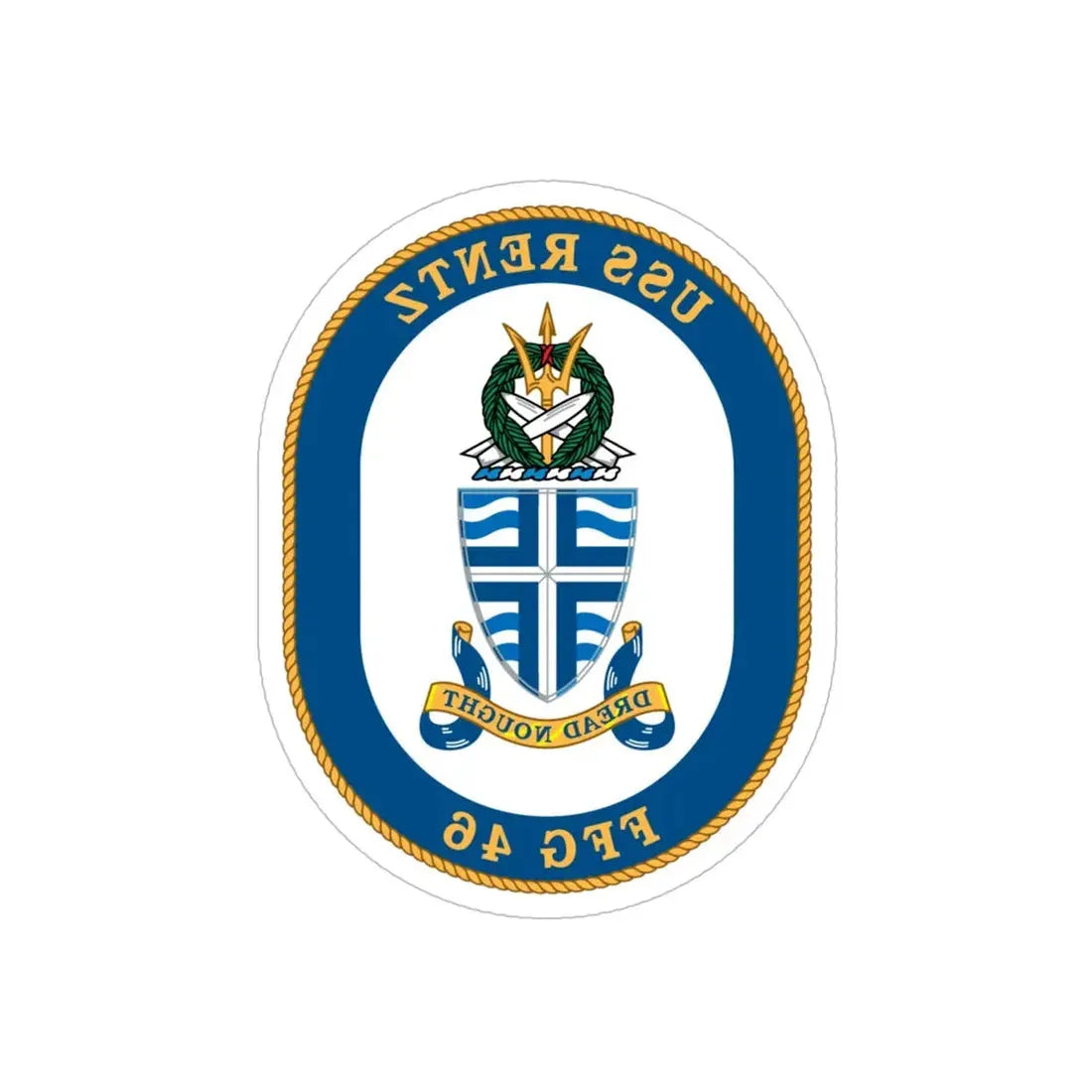 USS Rentz FFG 46 (U.S. Navy) REVERSE PRINT Transparent Die-Cut STICKER 5 Inch Die-Cut Transparent - The Sticker Space