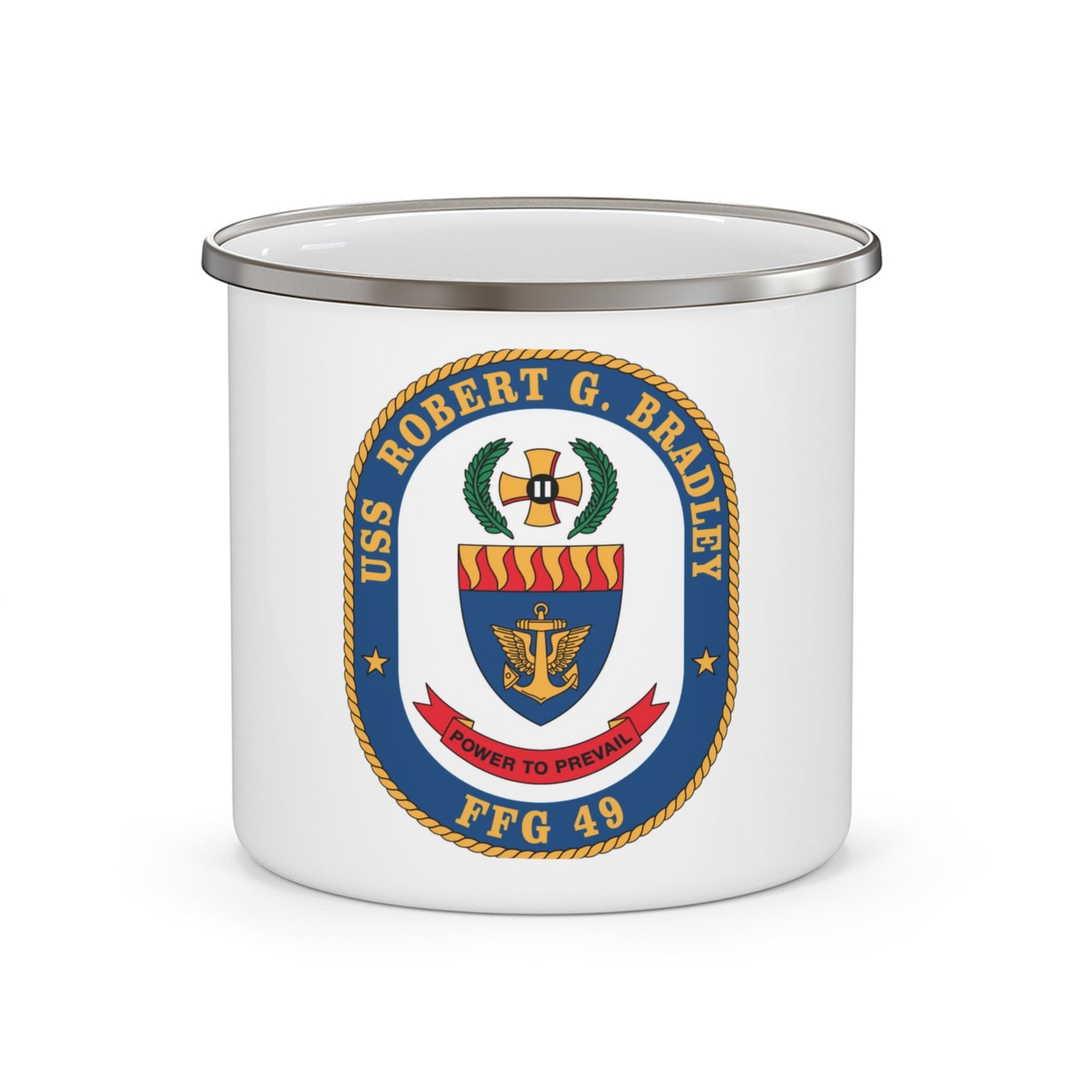 USS Robert G Bradley FF 49 (U.S. Navy) Enamel Mug 12oz-12oz-The Sticker Space