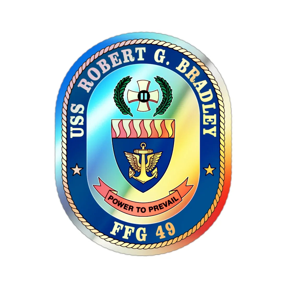 USS Robert G Bradley FF 49 (U.S. Navy) Holographic STICKER Die-Cut Vinyl Decal 2 Inch Holographic - The Sticker Space
