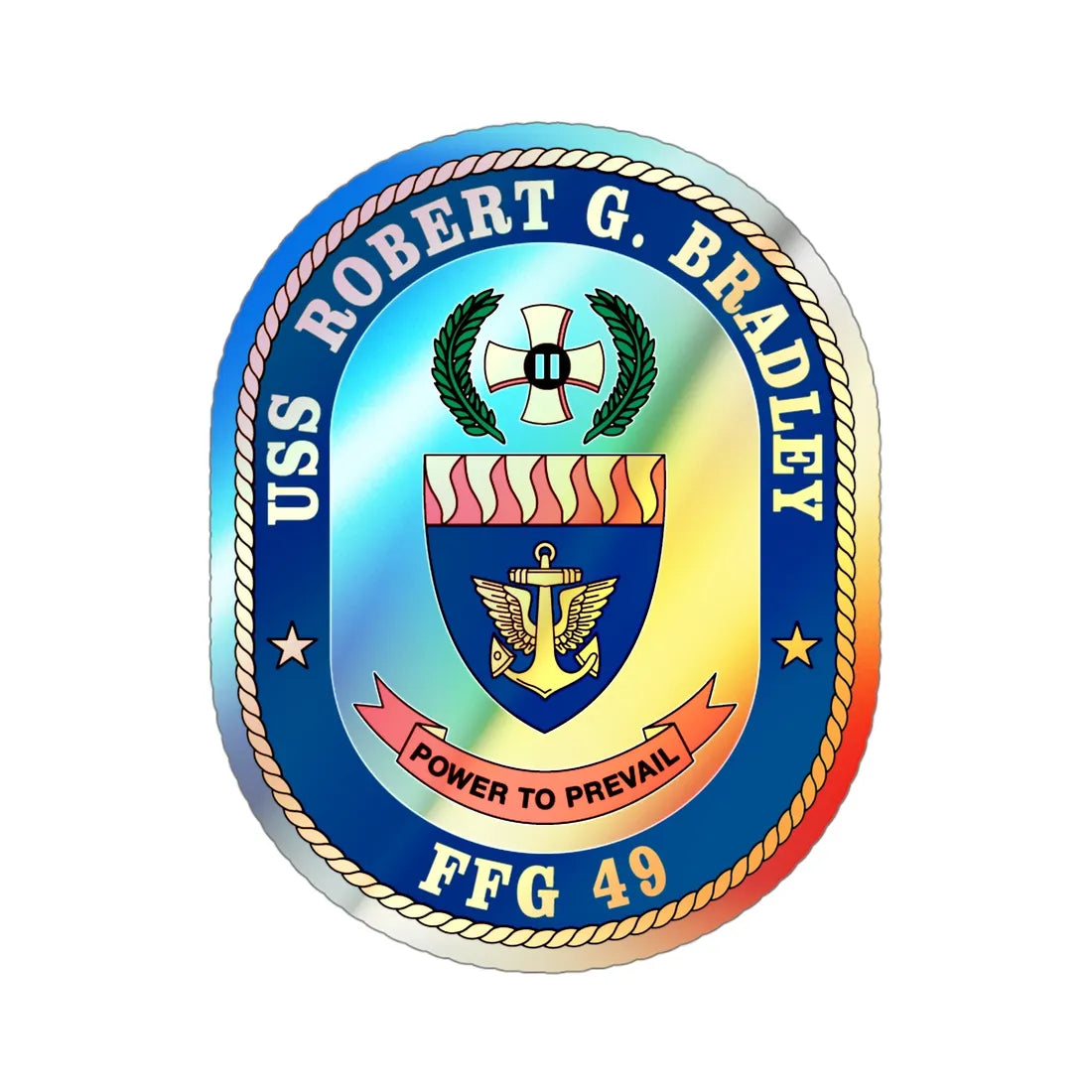 USS Robert G Bradley FF 49 (U.S. Navy) Holographic STICKER Die-Cut Vinyl Decal 4 Inch Holographic - The Sticker Space