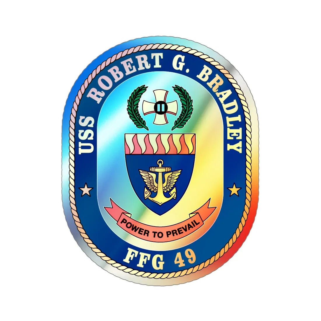 USS Robert G Bradley FF 49 (U.S. Navy) Holographic STICKER Die-Cut Vinyl Decal 5 Inch Holographic - The Sticker Space