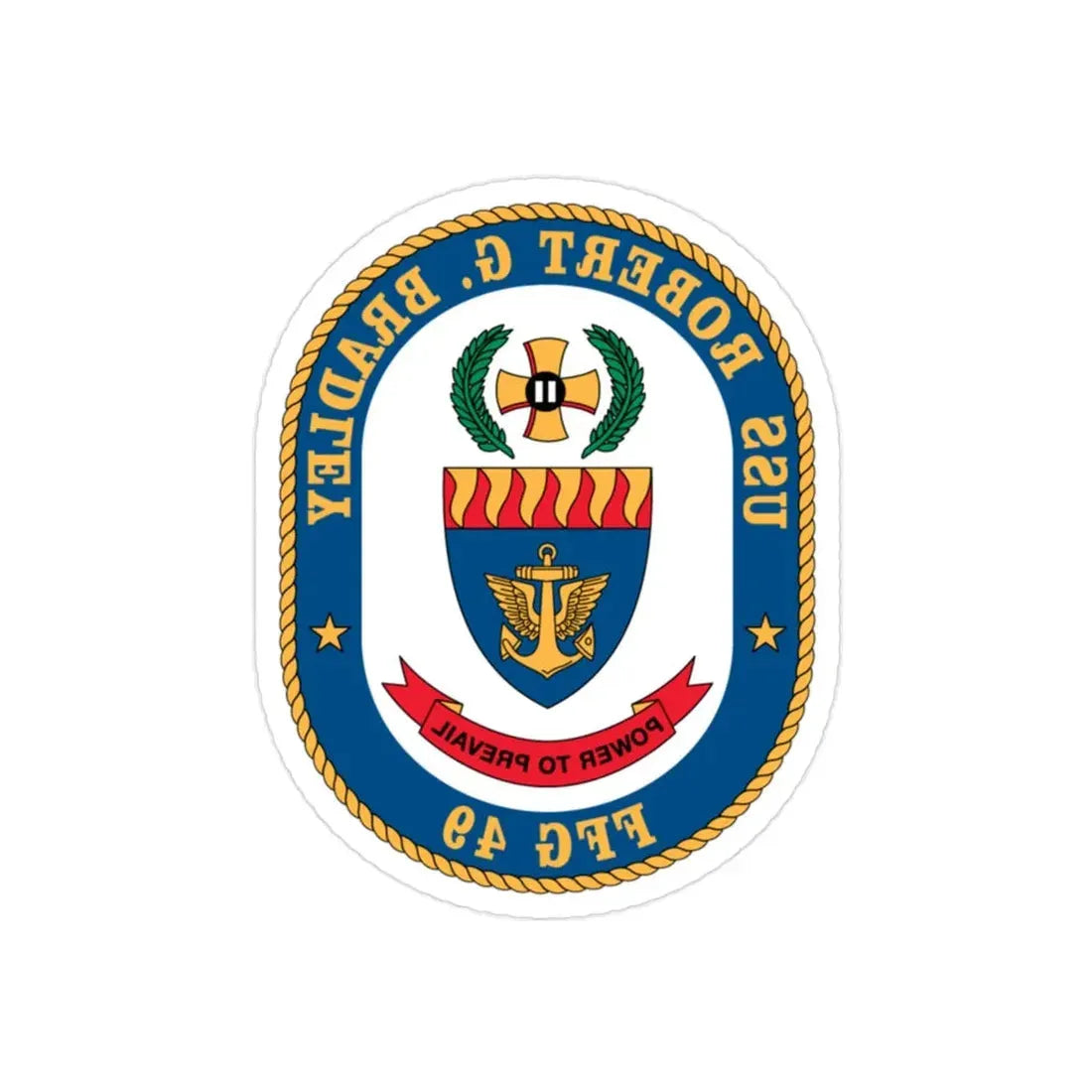 USS Robert G Bradley FF 49 (U.S. Navy) REVERSE PRINT Transparent Die-Cut STICKER 2 Inch Die-Cut Transparent - The Sticker Space