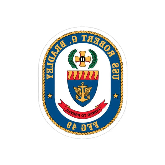 USS Robert G Bradley FF 49 (U.S. Navy) REVERSE PRINT Transparent Die-Cut STICKER 2 Inch Die-Cut Transparent - The Sticker Space