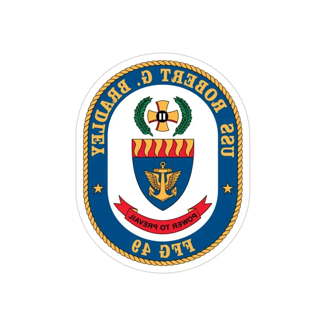 USS Robert G Bradley FF 49 (U.S. Navy) REVERSE PRINT Transparent Die-Cut STICKER 4 Inch Die-Cut Transparent - The Sticker Space