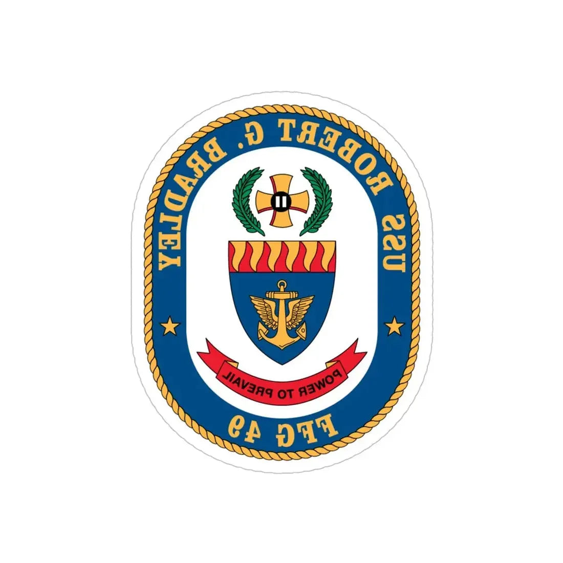 USS Robert G Bradley FF 49 (U.S. Navy) REVERSE PRINT Transparent Die-Cut STICKER 5 Inch Die-Cut Transparent - The Sticker Space