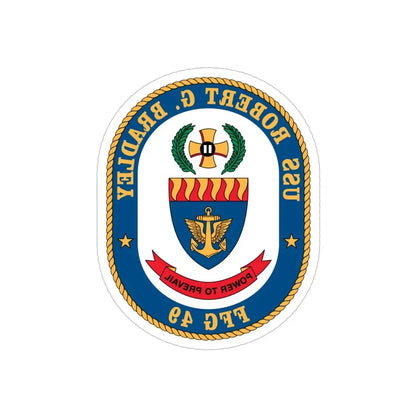 USS Robert G Bradley FF 49 (U.S. Navy) REVERSE PRINT Transparent Die-Cut STICKER 5 Inch Die-Cut Transparent - The Sticker Space