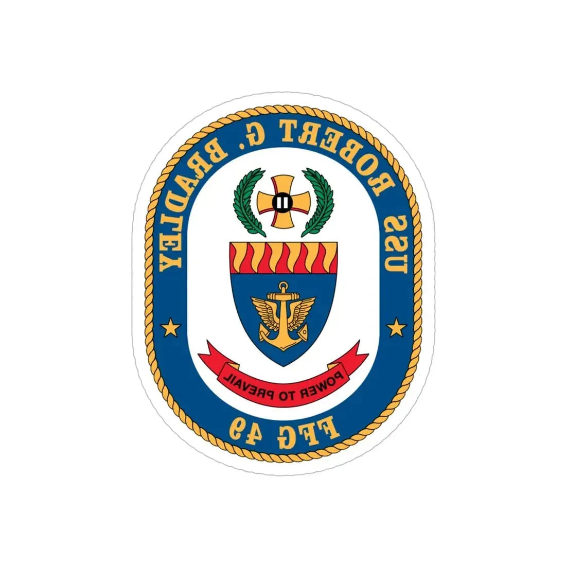 USS Robert G Bradley FF 49 (U.S. Navy) REVERSE PRINT Transparent Die-Cut STICKER 6 Inch Die-Cut Transparent - The Sticker Space