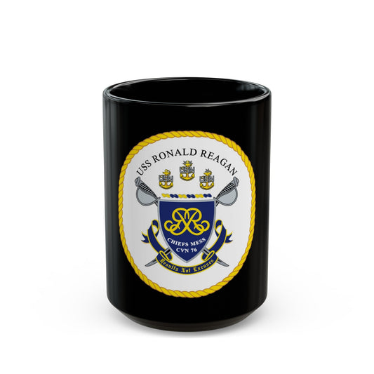 USS Ronald Reagan CVN 76 Chief (U.S. Navy) Black Coffee Mug-15oz-The Sticker Space