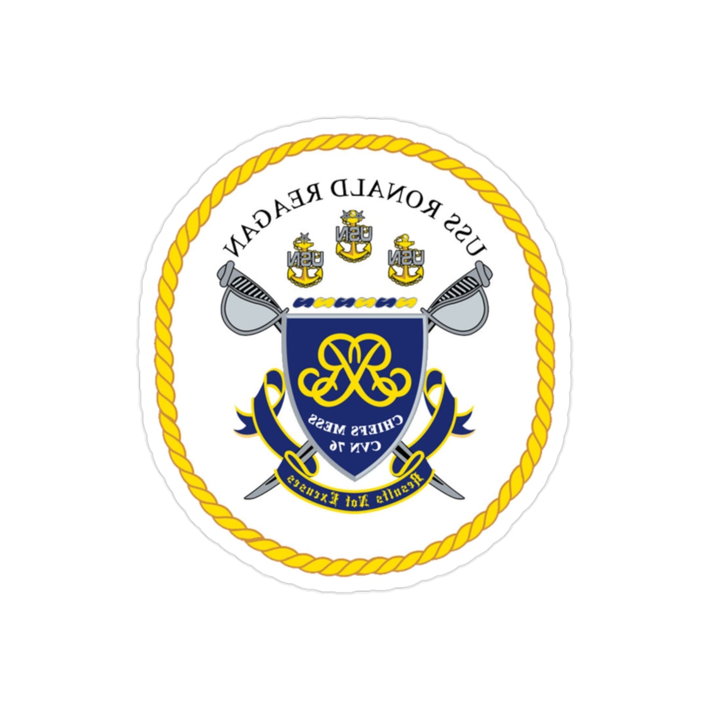 USS Ronald Reagan CVN 76 Chief (U.S. Navy) REVERSE PRINT Transparent STICKER-2" × 2"-The Sticker Space