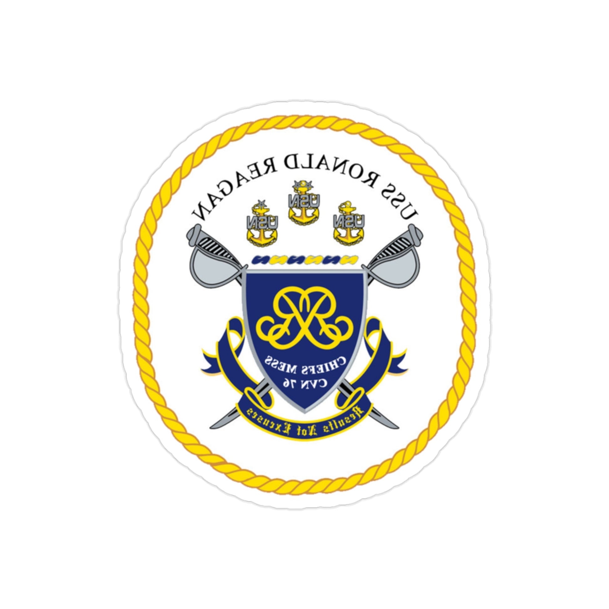 USS Ronald Reagan CVN 76 Chief (U.S. Navy) REVERSE PRINT Transparent STICKER-2" × 2"-The Sticker Space