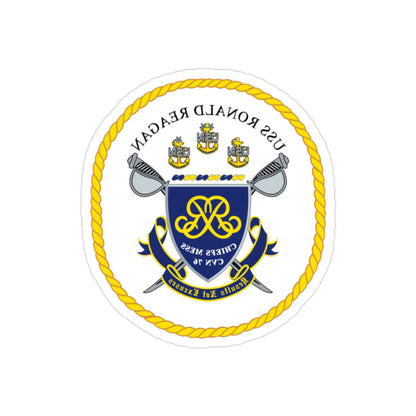 USS Ronald Reagan CVN 76 Chief (U.S. Navy) REVERSE PRINT Transparent STICKER-2" × 2"-The Sticker Space