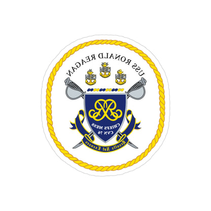 USS Ronald Reagan CVN 76 Chief (U.S. Navy) REVERSE PRINT Transparent STICKER-3" × 3"-The Sticker Space