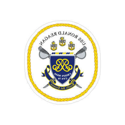 USS Ronald Reagan CVN 76 Chief (U.S. Navy) REVERSE PRINT Transparent STICKER-4" × 4"-The Sticker Space