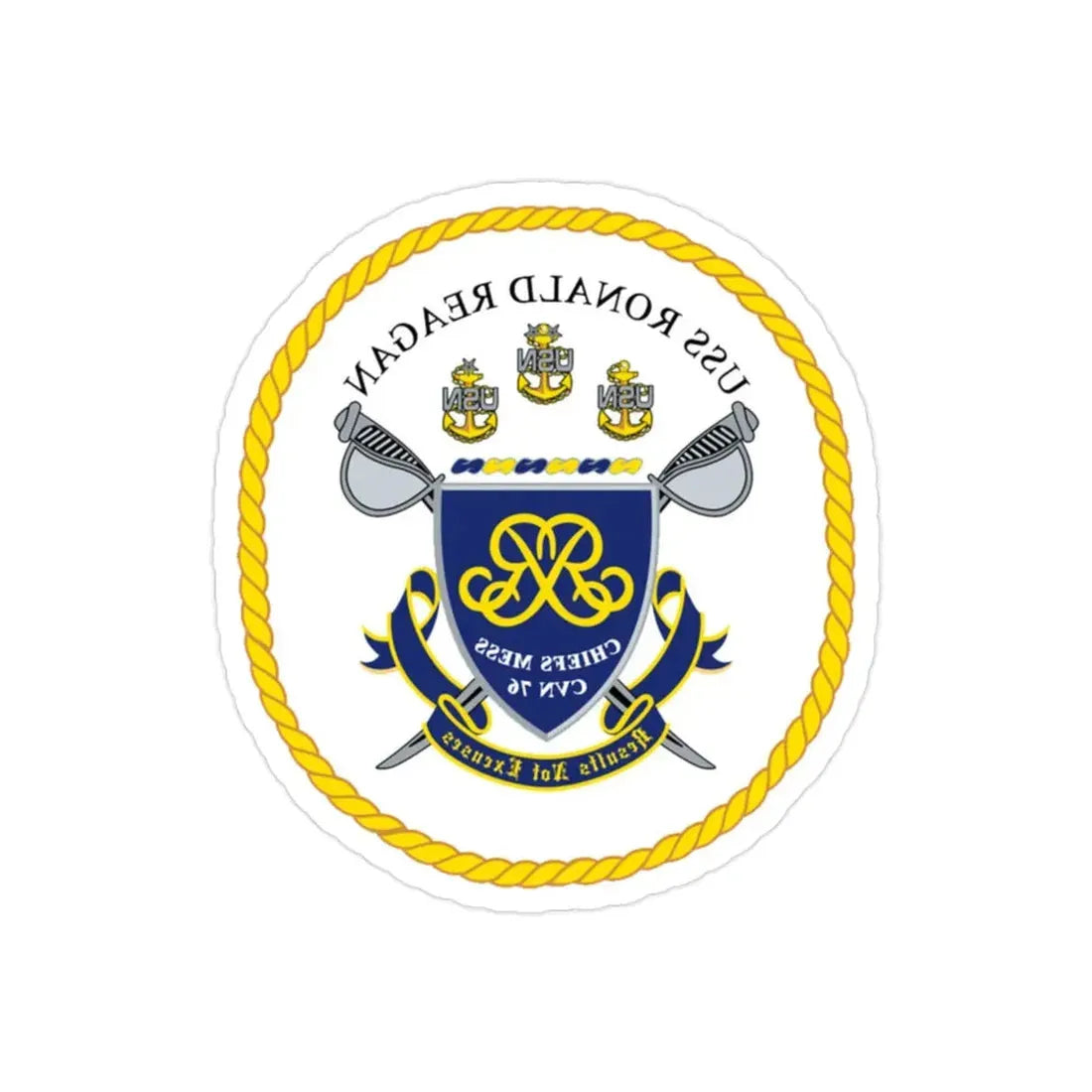 USS Ronald Reagan CVN 76 Chief (U.S. Navy) REVERSE PRINT Transparent Die-Cut STICKER 2 Inch Die-Cut Transparent - The Sticker Space