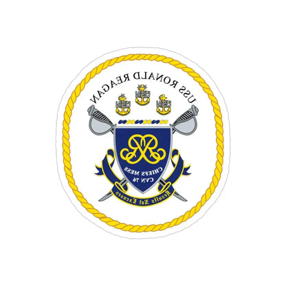 USS Ronald Reagan CVN 76 Chief (U.S. Navy) REVERSE PRINT Transparent Die-Cut STICKER 4 Inch Die-Cut Transparent - The Sticker Space