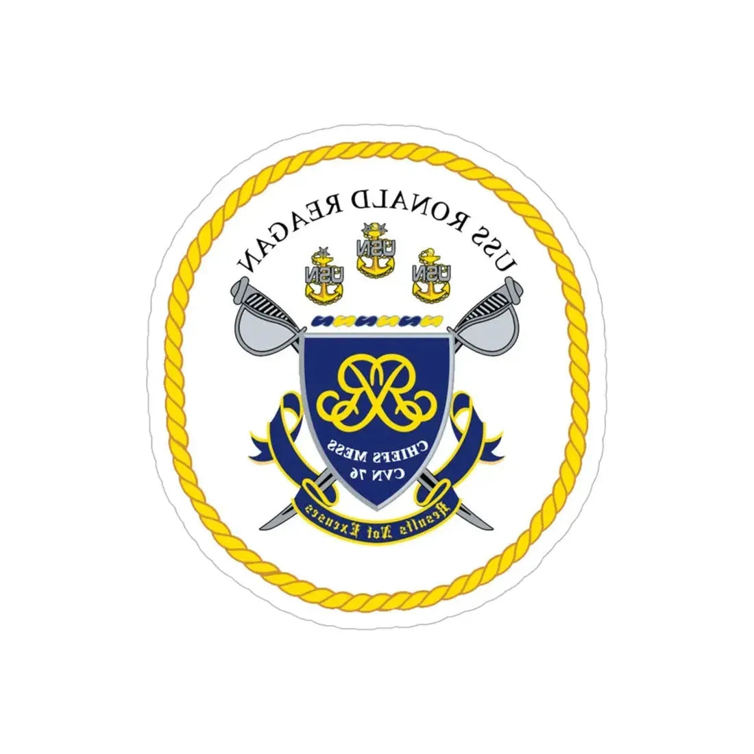 USS Ronald Reagan CVN 76 Chief (U.S. Navy) REVERSE PRINT Transparent Die-Cut STICKER 5 Inch Die-Cut Transparent - The Sticker Space