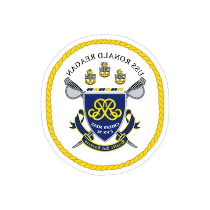 USS Ronald Reagan CVN 76 Chief (U.S. Navy) REVERSE PRINT Transparent Die-Cut STICKER 5 Inch Die-Cut Transparent - The Sticker Space