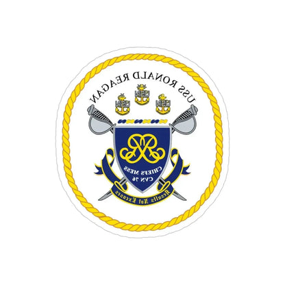 USS Ronald Reagan CVN 76 Chief (U.S. Navy) REVERSE PRINT Transparent Die-Cut STICKER 6 Inch Die-Cut Transparent - The Sticker Space