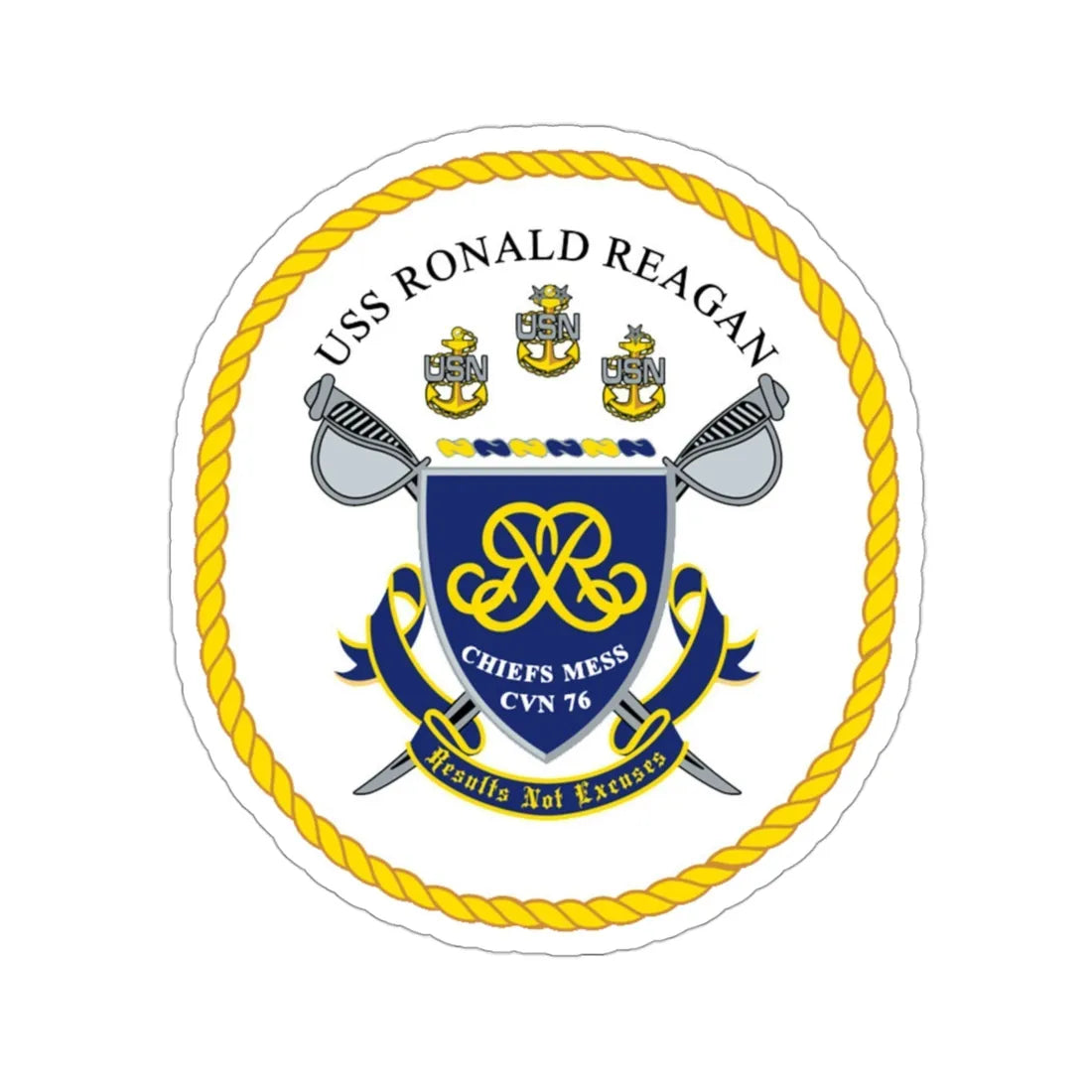 USS Ronald Reagan CVN 76 Chief (U.S. Navy) STICKER Vinyl Die-Cut Decal 3 Inch - The Sticker Space