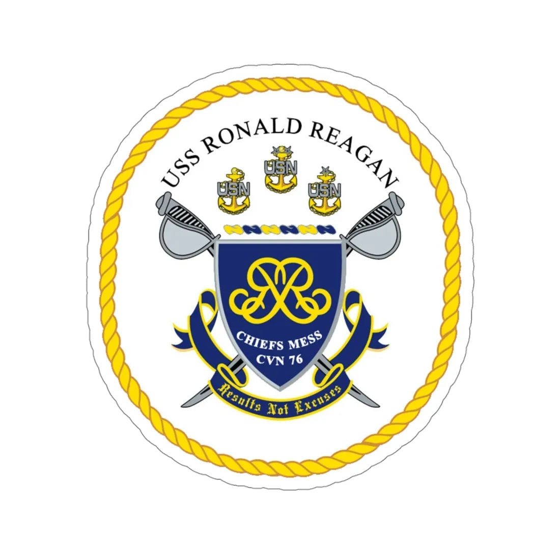 USS Ronald Reagan CVN 76 Chief (U.S. Navy) STICKER Vinyl Die-Cut Decal 4 Inch - The Sticker Space