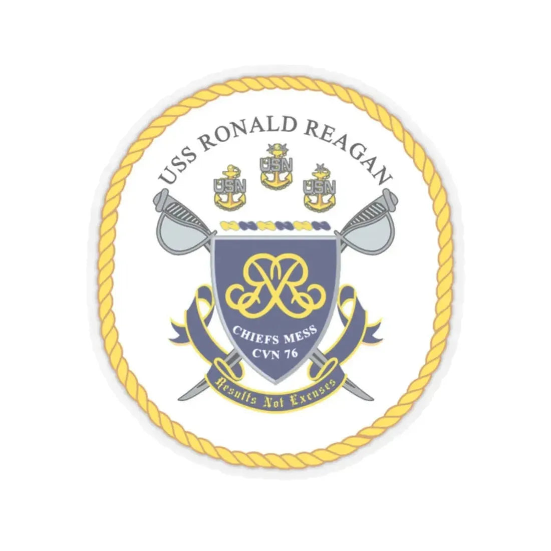USS Ronald Reagan CVN 76 Chief (U.S. Navy) STICKER Vinyl Kiss-Cut Decal 2 Inch Transparent - The Sticker Space