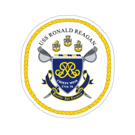 USS Ronald Reagan CVN 76 Chief (U.S. Navy) STICKER Vinyl Kiss-Cut Decal 2 Inch White - The Sticker Space