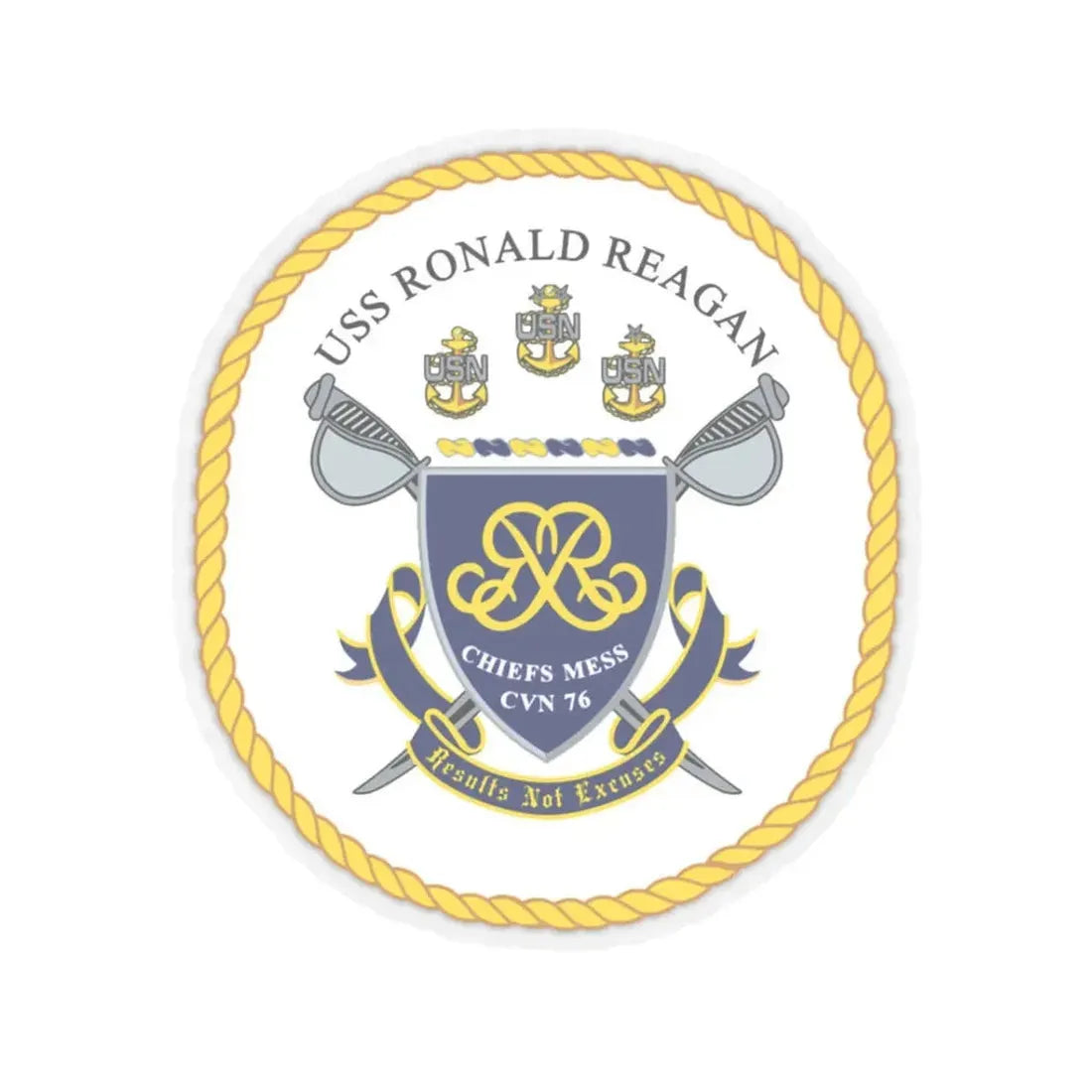 USS Ronald Reagan CVN 76 Chief (U.S. Navy) STICKER Vinyl Kiss-Cut Decal 3 Inch Transparent - The Sticker Space