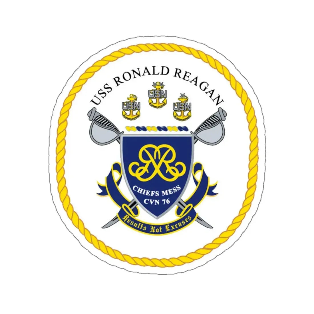 USS Ronald Reagan CVN 76 Chief (U.S. Navy) STICKER Vinyl Kiss-Cut Decal 4 Inch White - The Sticker Space