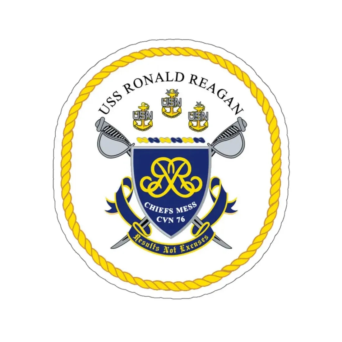 USS Ronald Reagan CVN 76 Chief (U.S. Navy) STICKER Vinyl Kiss-Cut Decal 6 Inch White - The Sticker Space