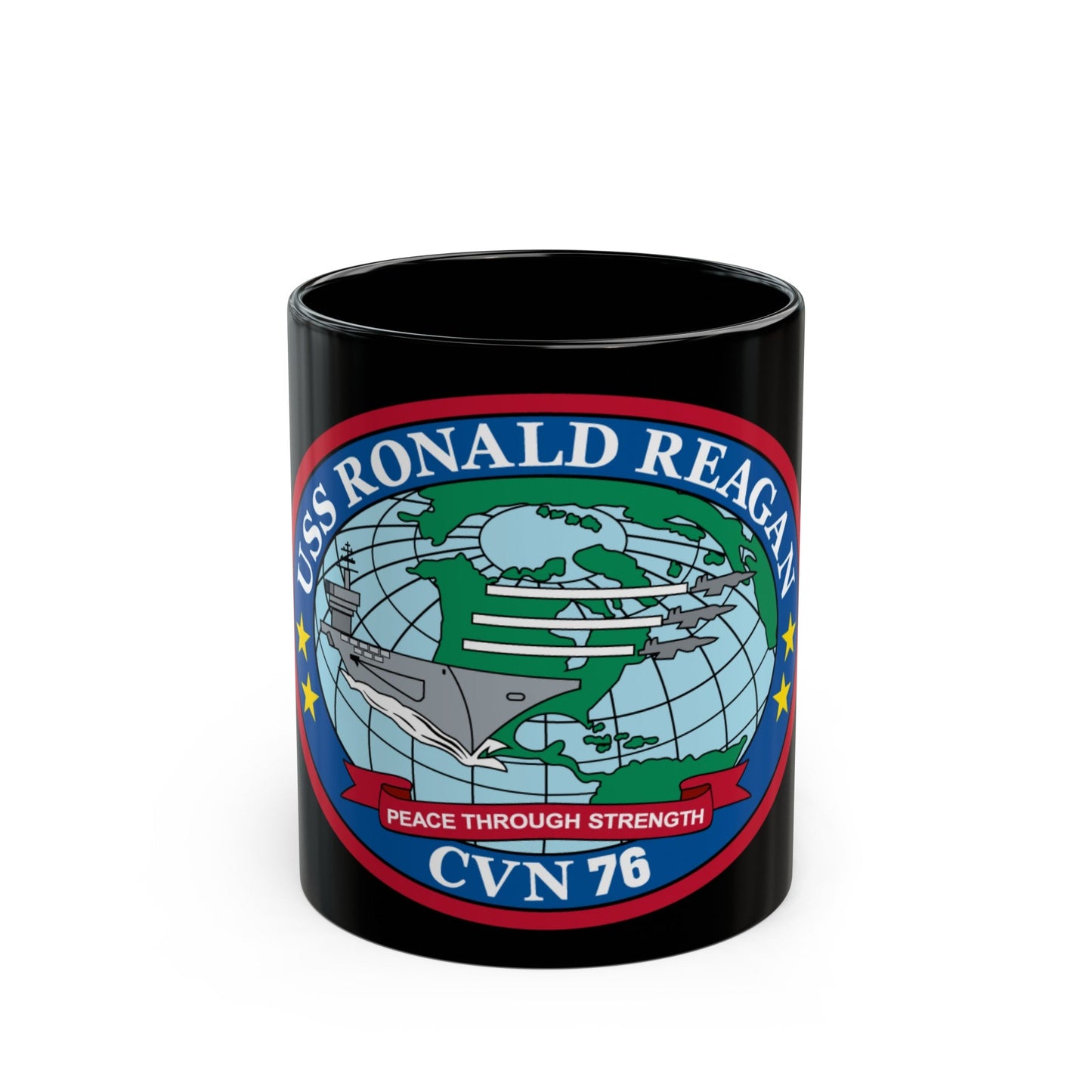 USS Ronald Reagan CVN 76 (U.S. Navy) Black Coffee Mug-11oz-The Sticker Space