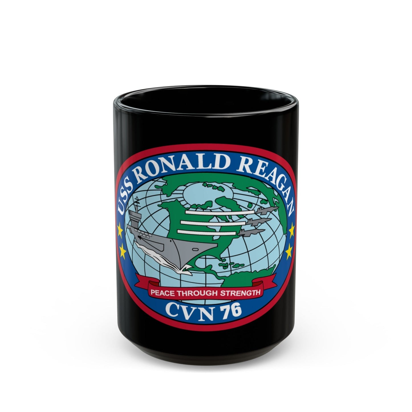 USS Ronald Reagan CVN 76 (U.S. Navy) Black Coffee Mug-15oz-The Sticker Space