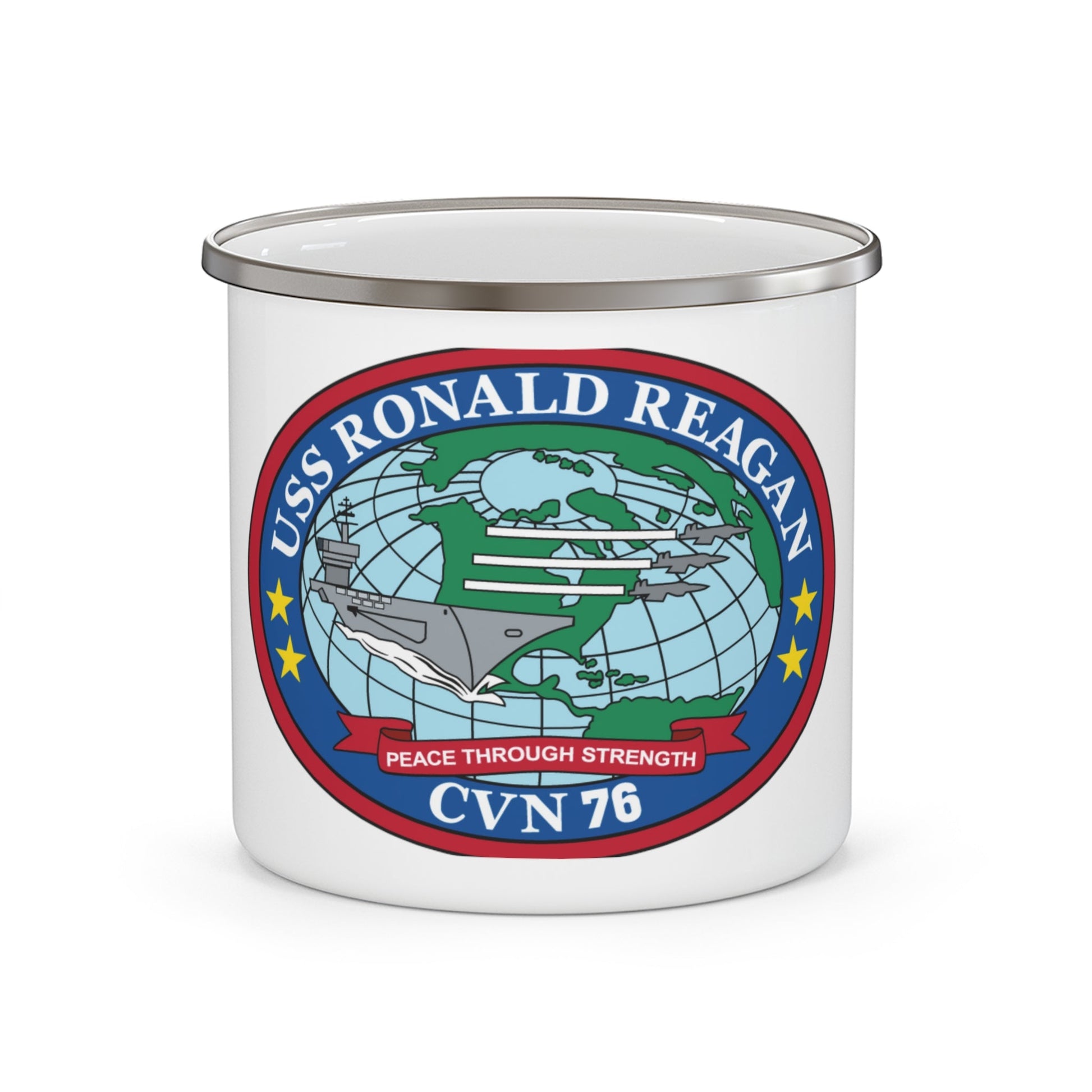 USS Ronald Reagan CVN 76 (U.S. Navy) Enamel Mug 12oz-12oz-The Sticker Space