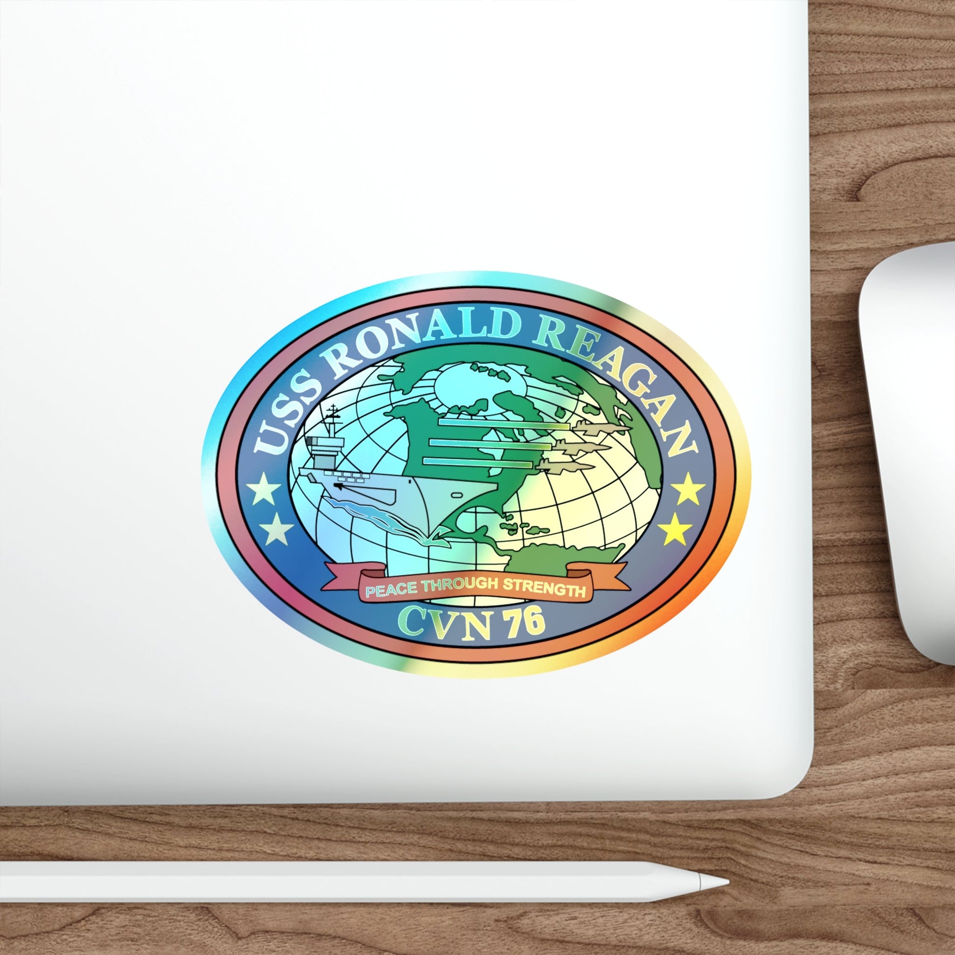 USS Ronald Reagan CVN 76 (U.S. Navy) Holographic STICKER Die-Cut Vinyl Decal-The Sticker Space