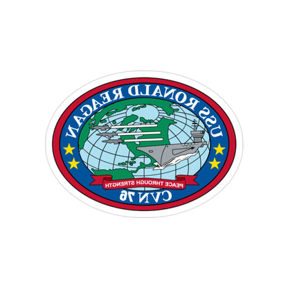 USS Ronald Reagan CVN 76 (U.S. Navy) REVERSE PRINT Transparent STICKER-2" × 2"-The Sticker Space