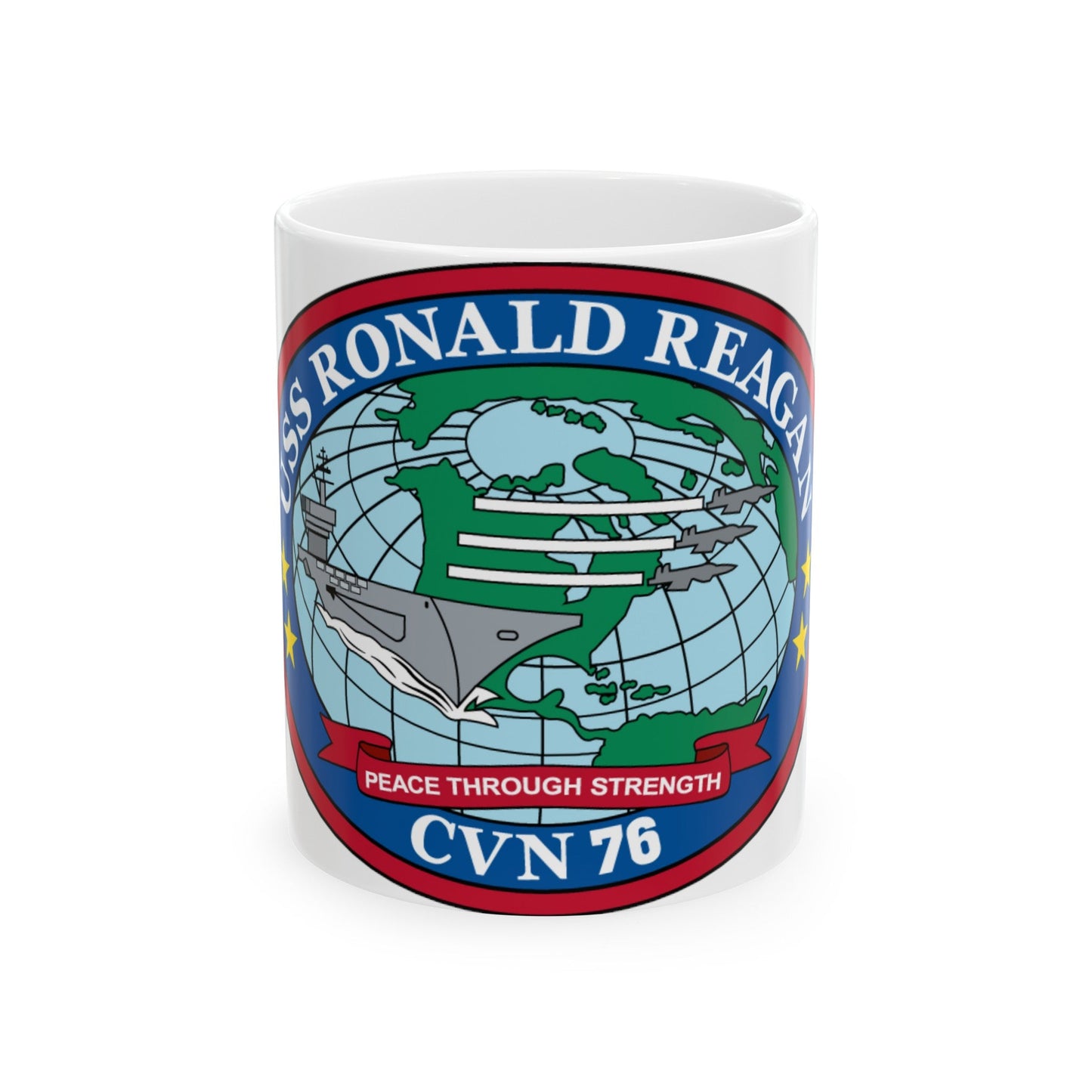 USS Ronald Reagan CVN 76 (U.S. Navy) White Coffee Mug-11oz-The Sticker Space