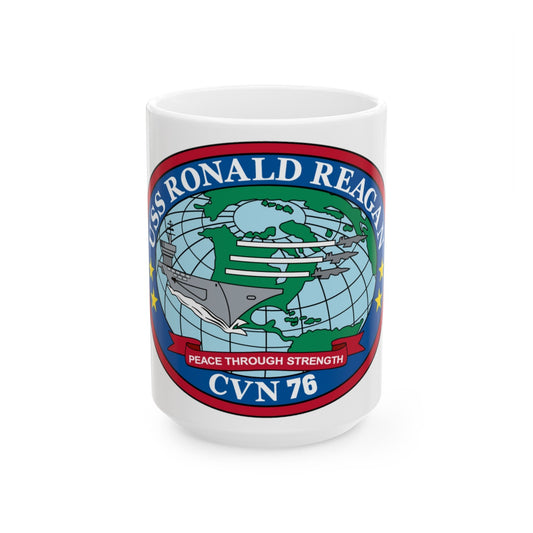 USS Ronald Reagan CVN 76 (U.S. Navy) White Coffee Mug-15oz-The Sticker Space